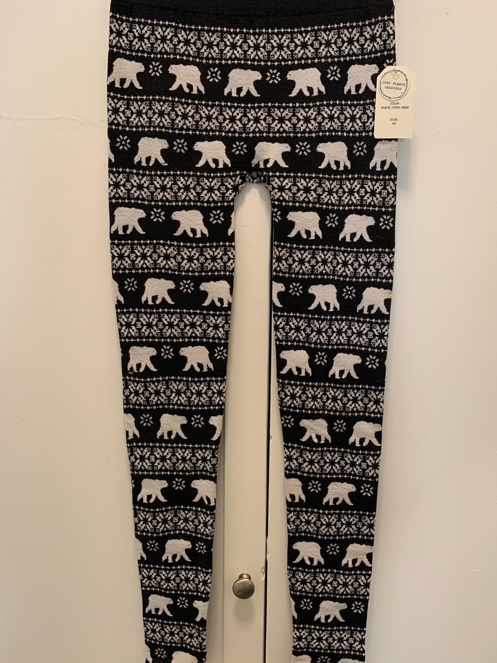 New. Black and White Polar Bear Knit Leggings size small.